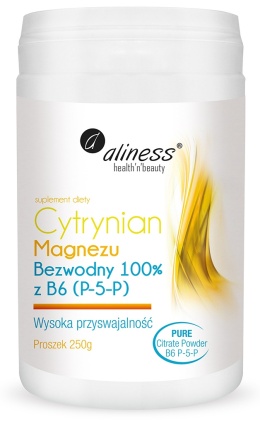 Cytrynian Magnezu BEZWODNY 100% z B6 (P-5-P) PROSZEK 250g