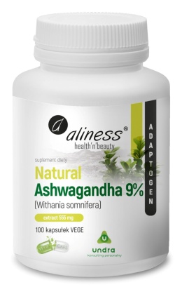 Natural Ashwaganda 555 mg 9% x 100 Vege caps.